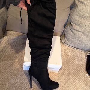 Wild Diva Black Over-the-Knee Stiletto Boot